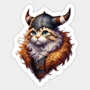 Funny Viking Warrior Cat Norse Mythology Anime Portrait Sticker